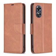 Oppo A17 Hoesje - MobyDefend Wallet Book Case Met Koord - Bruin