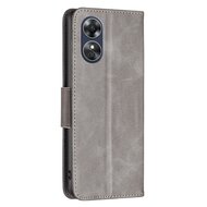 Oppo A17 Hoesje - MobyDefend Wallet Book Case Met Koord - Grijs