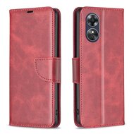 Oppo A17 Hoesje - MobyDefend Wallet Book Case Met Koord - Rood