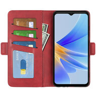 Oppo A17 Hoesje - MobyDefend Luxe Wallet Book Case (Sluiting Zijkant) - Rood