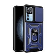 Xiaomi 12T / 12T Pro Hoesje, MobyDefend Pantsercase Met Draaibare Ring, Blauw