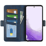 Samsung Galaxy S23 Hoesje - MobyDefend Luxe Wallet Book Case (Sluiting Zijkant) - Blauw