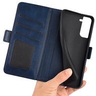 Samsung Galaxy S23 Hoesje - MobyDefend Luxe Wallet Book Case (Sluiting Zijkant) - Blauw