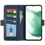 Samsung Galaxy S23 Plus (S23+) Hoesje - MobyDefend Luxe Wallet Book Case (Sluiting Zijkant) - Blauw