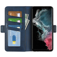 Samsung Galaxy S23 Ultra Hoesje - MobyDefend Luxe Wallet Book Case (Sluiting Zijkant) - Blauw