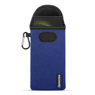 Hoesje voor Samsung Galaxy S23 Ultra - MobyDefend Neopreen Pouch Met Karabijnhaak - Insteekhoesje - Riemlus Hoesje - Blauw