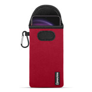 Hoesje voor Samsung Galaxy S23 - MobyDefend Neopreen Pouch Met Karabijnhaak - Insteekhoesje - Riemlus Hoesje - Rood