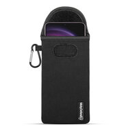 Hoesje voor Samsung Galaxy S23 - MobyDefend Neopreen Pouch Met Karabijnhaak - Insteekhoesje - Riemlus Hoesje - Zwart