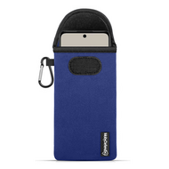 Hoesje voor Motorola Moto G73, MobyDefend Neopreen Pouch Met Karabijnhaak, Insteekhoesje, Riemlus Hoesje, Blauw