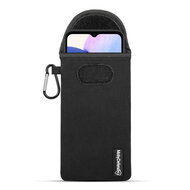 Hoesje voor Samsung Galaxy A14 - MobyDefend Neopreen Pouch Met Karabijnhaak - Insteekhoesje - Riemlus Hoesje - Zwart