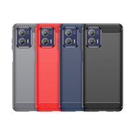 Motorola Moto G73 Hoesje - MobyDefend TPU Backcover - Geborstelde Metaal &amp; Carbon-Look - Rood