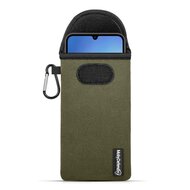 Hoesje voor Samsung Galaxy A34 - MobyDefend Neopreen Pouch Met Karabijnhaak - Insteekhoesje - Riemlus Hoesje - Groen