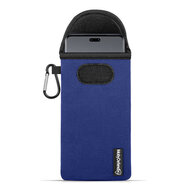 Hoesje voor Xiaomi 13 Lite - MobyDefend Neopreen Pouch Met Karabijnhaak - Insteekhoesje - Riemlus Hoesje - Blauw