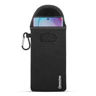 Hoesje voor Motorola Edge 40 Pro - MobyDefend Neopreen Pouch Met Karabijnhaak - Insteekhoesje - Riemlus Hoesje - Zwart