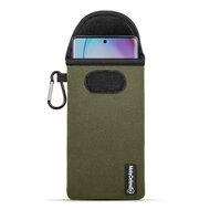 Hoesje voor Motorola Edge 40 Pro - MobyDefend Neopreen Pouch Met Karabijnhaak - Insteekhoesje - Riemlus Hoesje - Groen