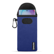 Hoesje voor Motorola Edge 40 Pro - MobyDefend Neopreen Pouch Met Karabijnhaak - Insteekhoesje - Riemlus Hoesje - Blauw