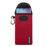 Hoesje voor Motorola Edge 40 Pro - MobyDefend Neopreen Pouch Met Karabijnhaak - Insteekhoesje - Riemlus Hoesje - Rood