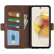 Motorola Moto G73 Hoesje - MobyDefend Luxe Wallet Book Case (Sluiting Zijkant) - Bruin