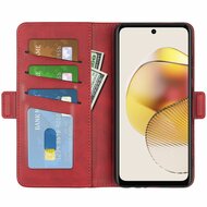 Motorola Moto G73 Hoesje - MobyDefend Luxe Wallet Book Case (Sluiting Zijkant) - Rood