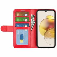 Motorola Moto G73 Hoesje - MobyDefend Wallet Book Case (Sluiting Achterkant) - Rood