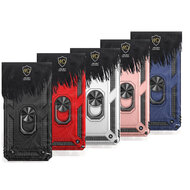 Motorola Edge 40 Pro Hoesje - MobyDefend Pantsercase Met Draaibare Ring - Rood