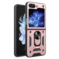 Samsung Galaxy Z Flip 5 Hoesje - MobyDefend Pantsercase Met Draaibare Ring - Ros&eacute;