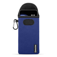 Hoesje voor Samsung Galaxy S23 FE - MobyDefend Neopreen Pouch Met Karabijnhaak - Insteekhoesje - Riemlus Hoesje - Blauw