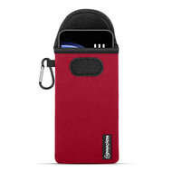 Hoesje voor Samsung Galaxy S23 FE - MobyDefend Neopreen Pouch Met Karabijnhaak - Insteekhoesje - Riemlus Hoesje - Rood