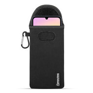 Hoesje voor Samsung Galaxy A25 - MobyDefend Neopreen Pouch Met Karabijnhaak - Insteekhoesje - Riemlus Hoesje - Zwart