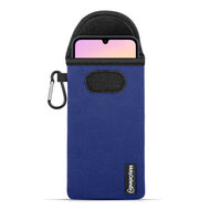 Hoesje voor Samsung Galaxy A25 - MobyDefend Neopreen Pouch Met Karabijnhaak - Insteekhoesje - Riemlus Hoesje - Blauw