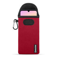 Hoesje voor Samsung Galaxy A25 - MobyDefend Neopreen Pouch Met Karabijnhaak - Insteekhoesje - Riemlus Hoesje - Rood