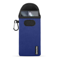 Hoesje voor Samsung Galaxy S24 Ultra - MobyDefend Neopreen Pouch Met Karabijnhaak - Insteekhoesje - Riemlus Hoesje - Blauw