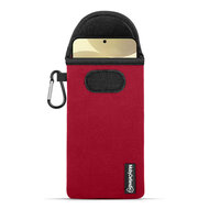 Hoesje voor Samsung Galaxy S24 Plus (S24+) - MobyDefend Neopreen Pouch Met Karabijnhaak - Insteekhoesje - Riemlus Hoesje - Rood