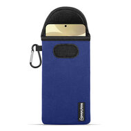 Hoesje voor Samsung Galaxy S24 Plus (S24+) - MobyDefend Neopreen Pouch Met Karabijnhaak - Insteekhoesje - Riemlus Hoesje - Blauw