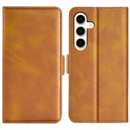 Samsung Galaxy S24 Plus (S24+) Hoesje - MobyDefend Luxe Wallet Book Case (Sluiting Zijkant) - Lichtbruin