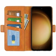 Samsung Galaxy S24 Plus (S24+) Hoesje - MobyDefend Luxe Wallet Book Case (Sluiting Zijkant) - Lichtbruin