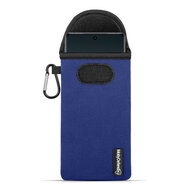 Hoesje voor OnePlus 12R - MobyDefend Neopreen Pouch Met Karabijnhaak - Insteekhoesje - Riemlus Hoesje - Blauw