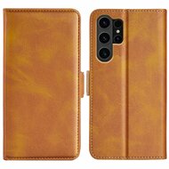 Samsung Galaxy S24 Ultra Hoesje - MobyDefend Luxe Wallet Book Case (Sluiting Zijkant) - Lichtbruin