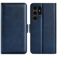 Samsung Galaxy S24 Ultra Hoesje - MobyDefend Luxe Wallet Book Case (Sluiting Zijkant) - Blauw