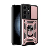 Samsung Galaxy S24 Ultra Hoesje - MobyDefend Pantsercase Met Draaibare Ring - Ros&eacute;