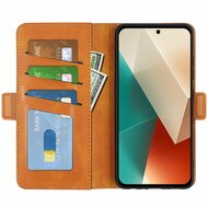 Xiaomi Redmi Note 13 5G Hoesje - MobyDefend Luxe Wallet Book Case (Sluiting Zijkant) - Lichtbruin