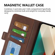 Xiaomi Redmi Note 13 5G Hoesje - MobyDefend Luxe Wallet Book Case (Sluiting Zijkant) - Bruin