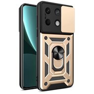 Xiaomi Redmi Note 13 5G Hoesje, MobyDefend Pantsercase Met Draaibare Ring, Goud