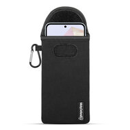 Hoesje voor Samsung Galaxy A35 - MobyDefend Neopreen Pouch Met Karabijnhaak - Insteekhoesje - Riemlus Hoesje - Zwart