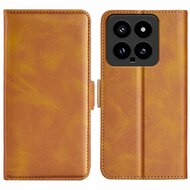 Xiaomi 14 Hoesje - MobyDefend Luxe Wallet Book Case (Sluiting Zijkant) - Lichtbruin