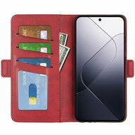 Xiaomi 14 Hoesje - MobyDefend Luxe Wallet Book Case (Sluiting Zijkant) - Rood