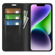 iPhone 15 hoesje - Luxe Wallet Bookcase (Magnetische Sluiting) - Zwart