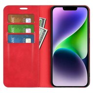 iPhone 15 hoesje - Luxe Wallet Bookcase (Magnetische Sluiting) - Rood