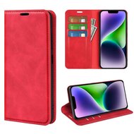 iPhone 15 hoesje - Luxe Wallet Bookcase (Magnetische Sluiting) - Rood