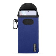 Hoesje voor Oppo Reno11 F - MobyDefend Neopreen Pouch Met Karabijnhaak - Insteekhoesje - Riemlus Hoesje - Blauw